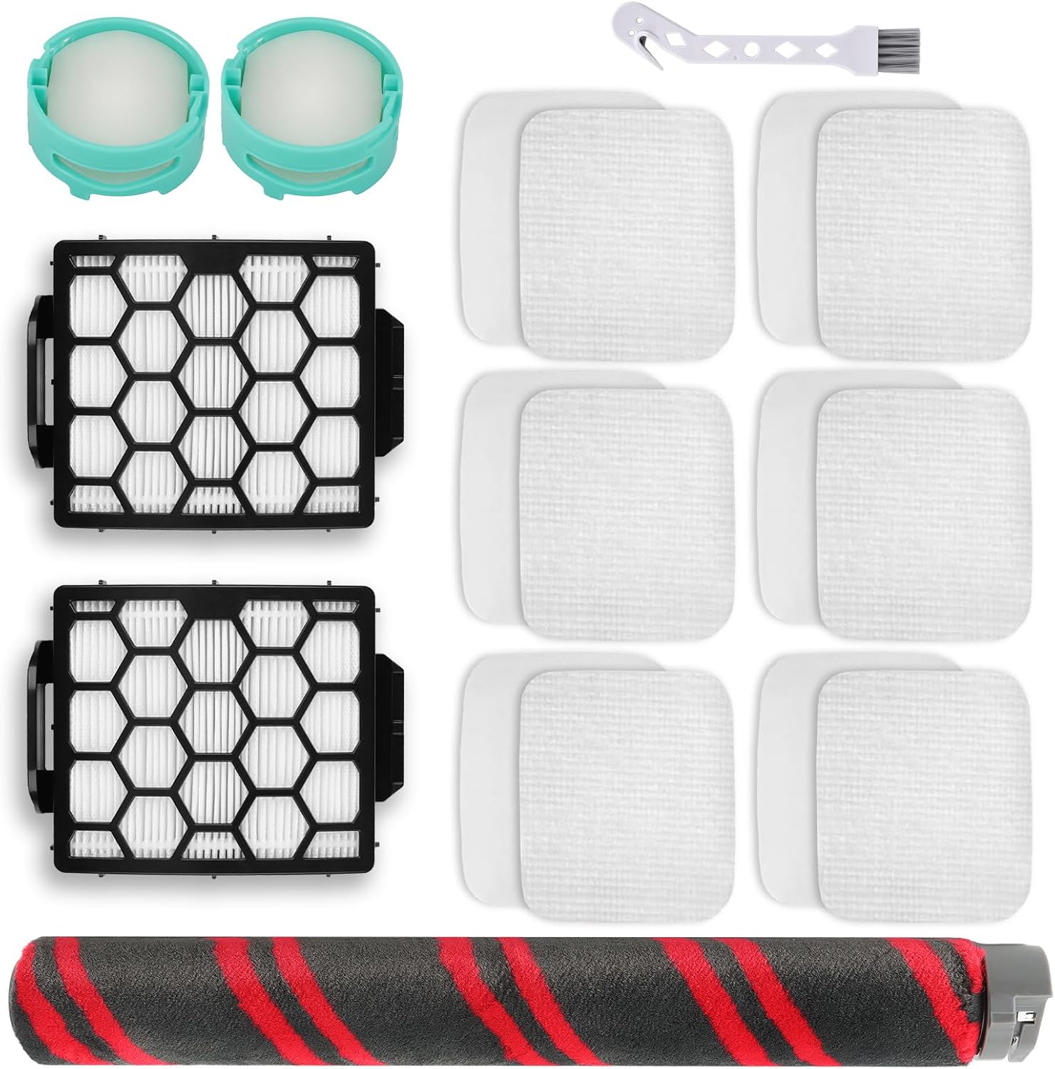 Leadaybetter UV900 UV950 Brush Filter Replacement Parts for Shark Performance Lift-Away Upright Vacuum, 1 Roller 2 HEPA 6 Foam Felt Filters 2 Odor Neutralizer Cartridges, Part XHF320 XFFK602UKT