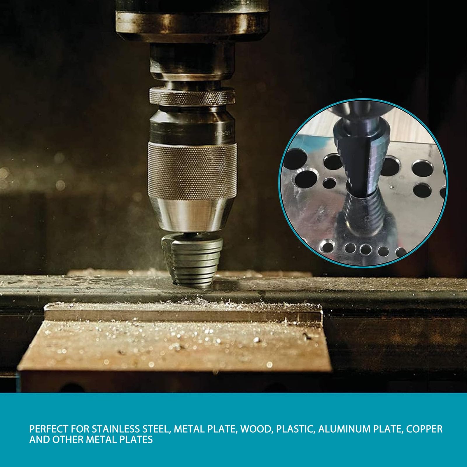 Step Drill Bit Set 4 Flute 1/4 Inch Shank M35 Cobalt Pagoda Drill Bit Kit for Stainless Steel Hard Metal