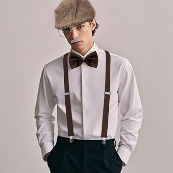 Gvhntk 1920s Mens Gangsters Costume Set Old Man Costume Accessories Grandpa Fancy Kit Newsboy Hat