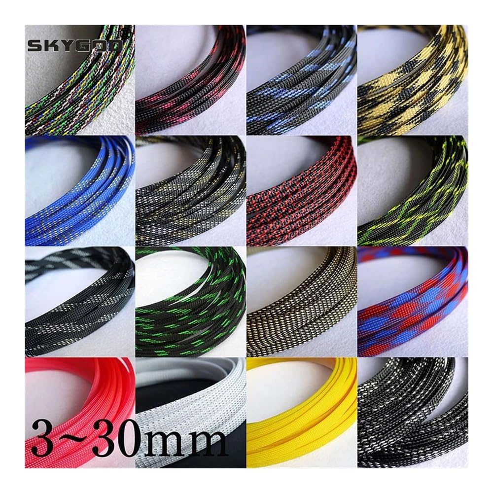 5 m nowy, ciasny pleciony rękaw PET o wysokiej gęstości 2, 4, 6, 8, 10, 12, 14, 16, 18, 20, 25, 30, 40 mm, izolowany kabel, ochrona DIY (7 kolorów, 40 mm x 5 m)