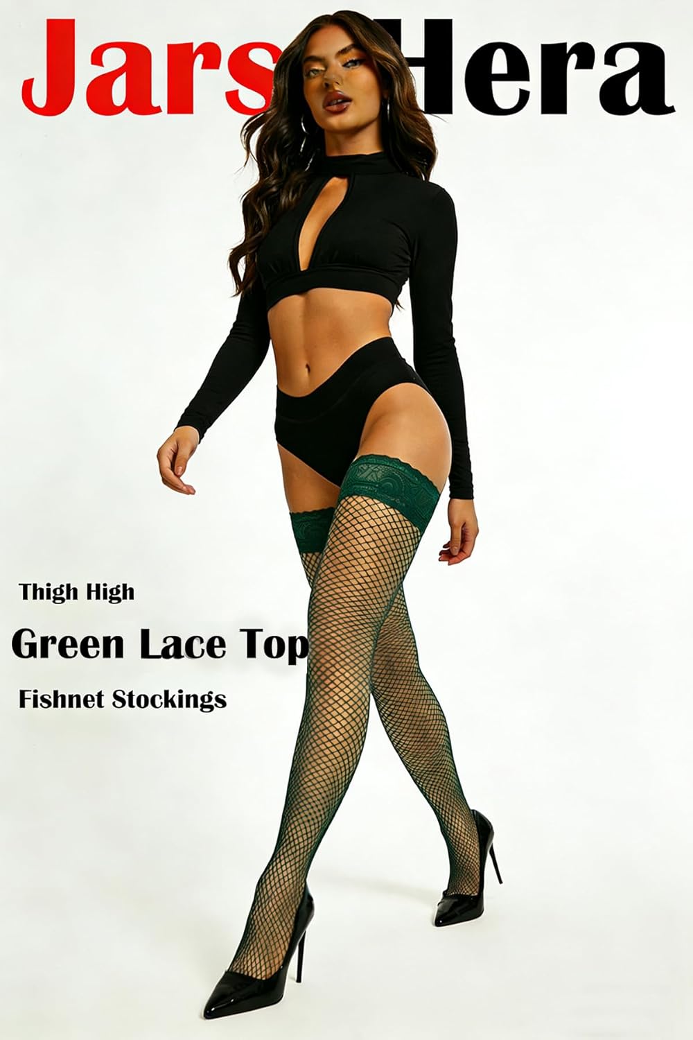 JarseHera Fishnets Thigh High stockings Silicone Lace Top Stay Up Sheer Nylon Hosiery - Image 4