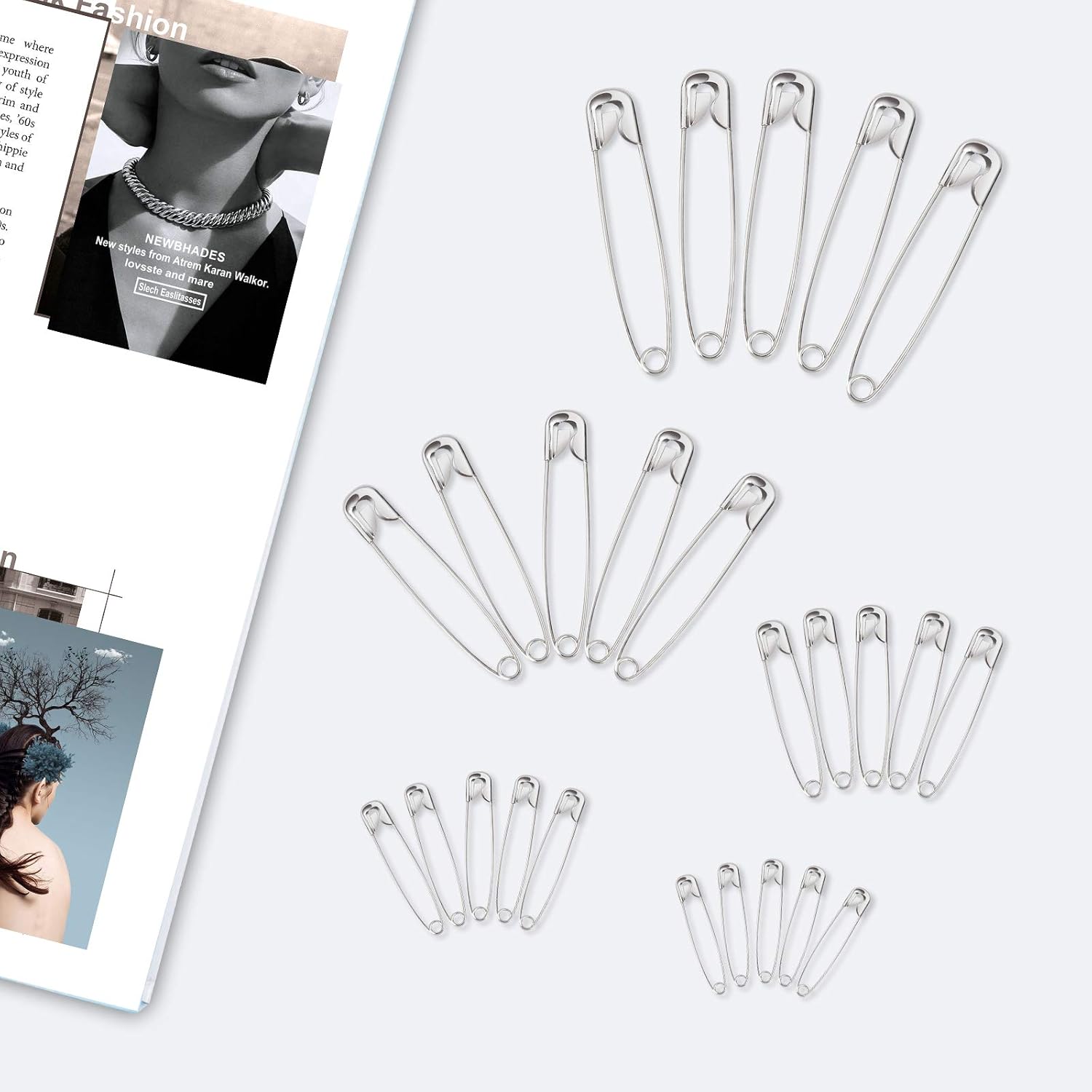 Hongyitime 550 Pack Safety Pins for Sewing Craft Cloth,Safety Pins Assorted,Safety Pin,Small Safety Pins,Safety Pins Bulk,Large Safety Pins, Use DIY Art Jewelry Making with Storage Box