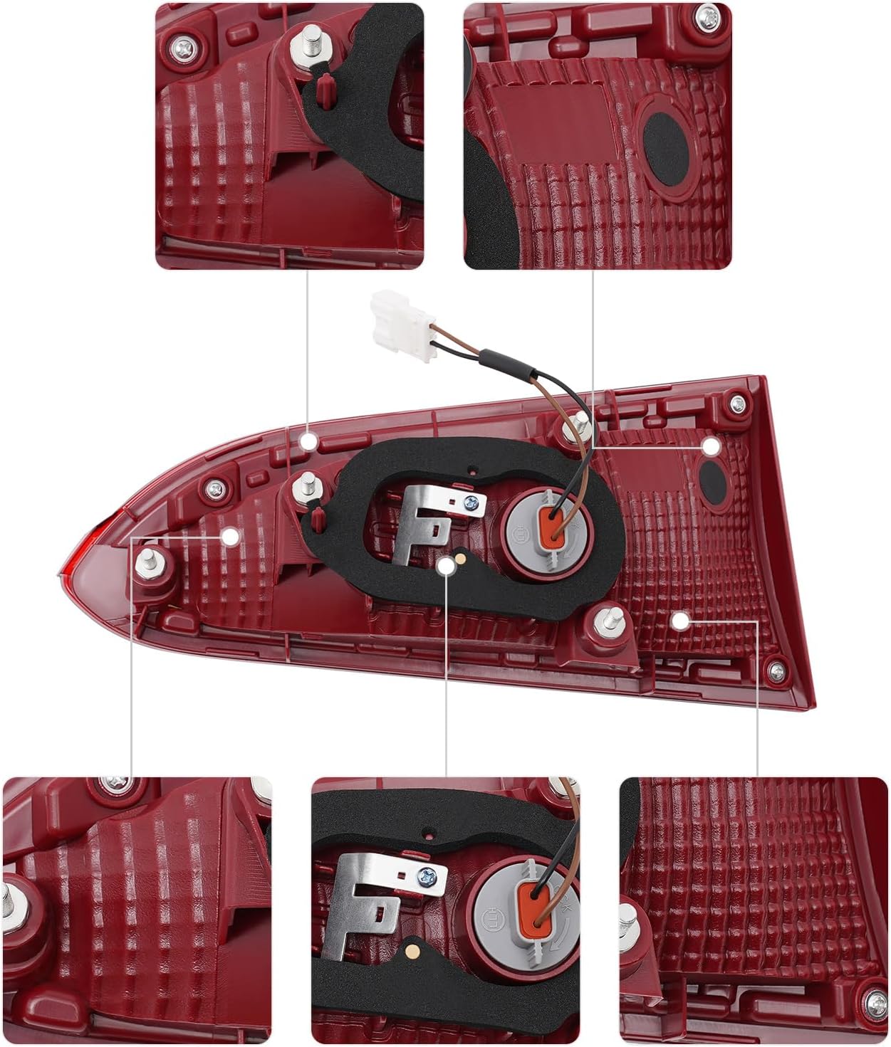 Fits 2022 2023 2024Hyundai Santa Fe Tail Light Assembly, Right Passenger Side Replacement, Halogen Rear Tail Brake Lights Lamp 92403-S2500,92403S2500, Red, Clear