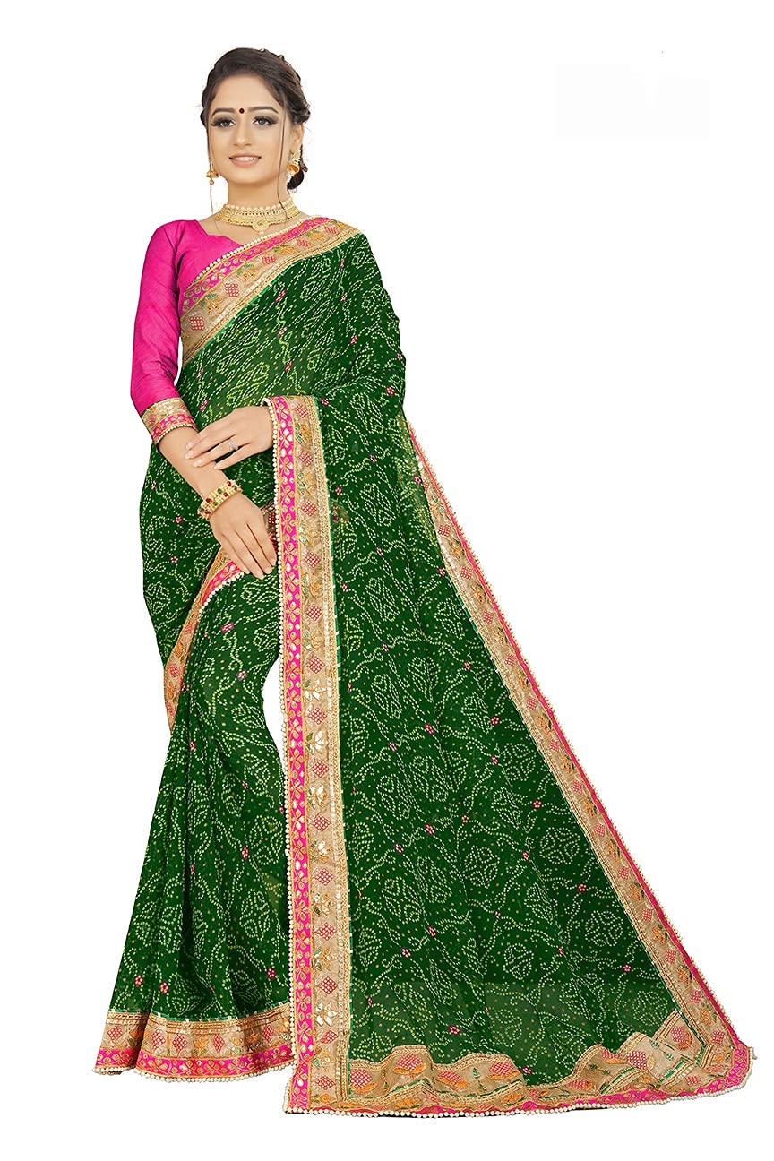 Tina FashionRajsthani Bandhani Print Mejor Georgette Saree With Blouse