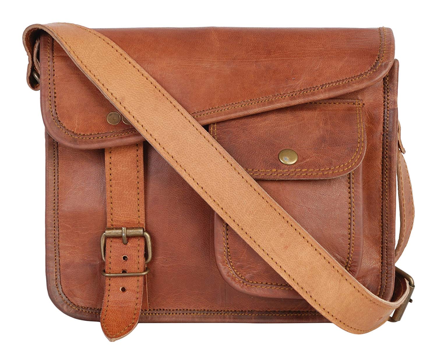vintage fashion 11 Inch Sling Bag Vintage Leather Messenger Bag Sling Bag for Men/Women.-picture-30