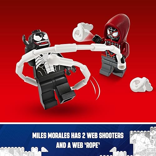 Miniatura 5 de LEGO Marvel Venom Mech Armor vs. Miles Morales, acción posable para niños, juego de construcción de Marvel con minifiguras, juguete de viaje, regalo