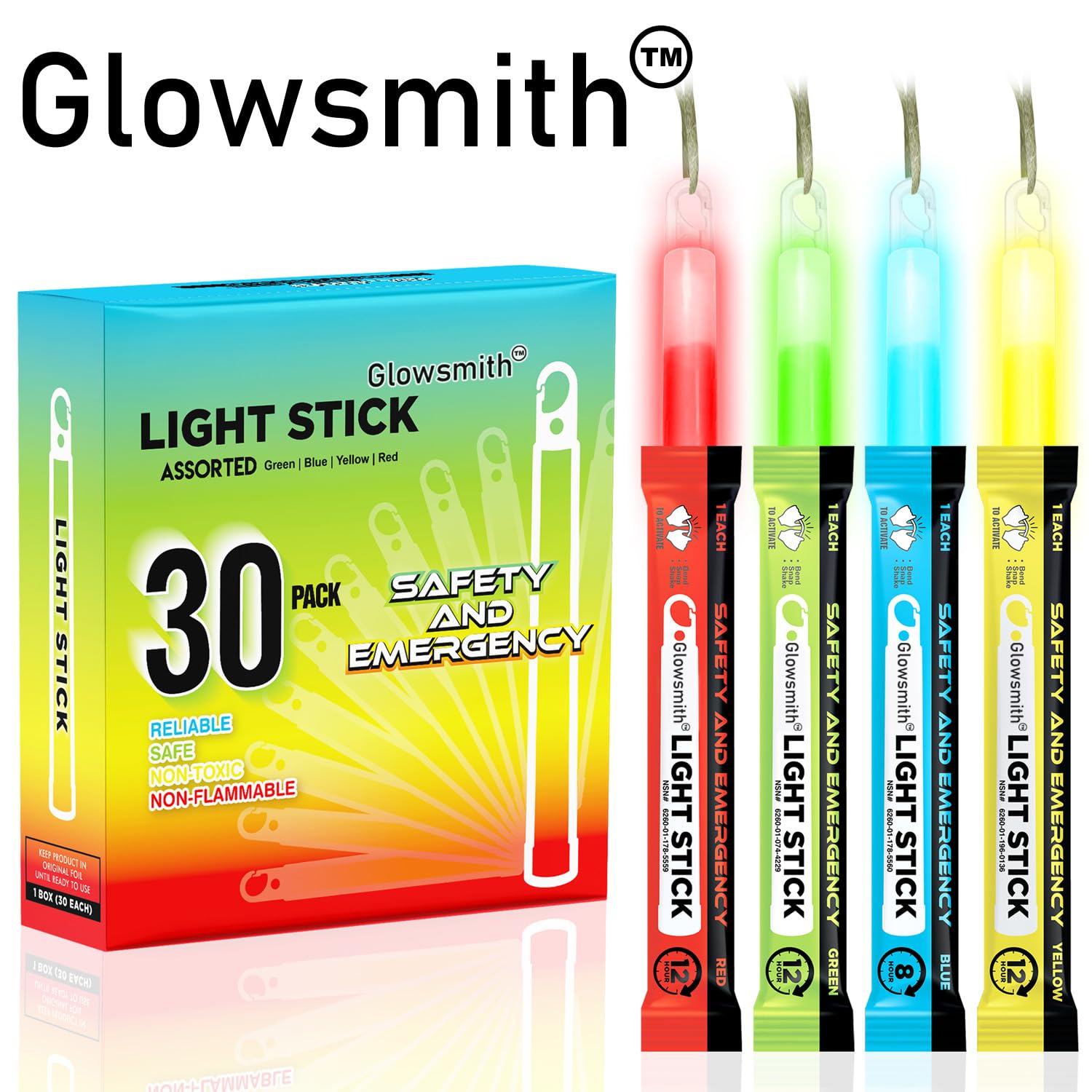 Glow Fever Leuchtstäbe, Notfallsicherheit, Militär, 15,2 cm, leuchtend, ultrahell, mit 12 Stunden Dauer, für Wandern, Party, Camping, Verdunkelung, Hurrikan, Unterschlupf, Überlebens-Kit (gemischt 30)