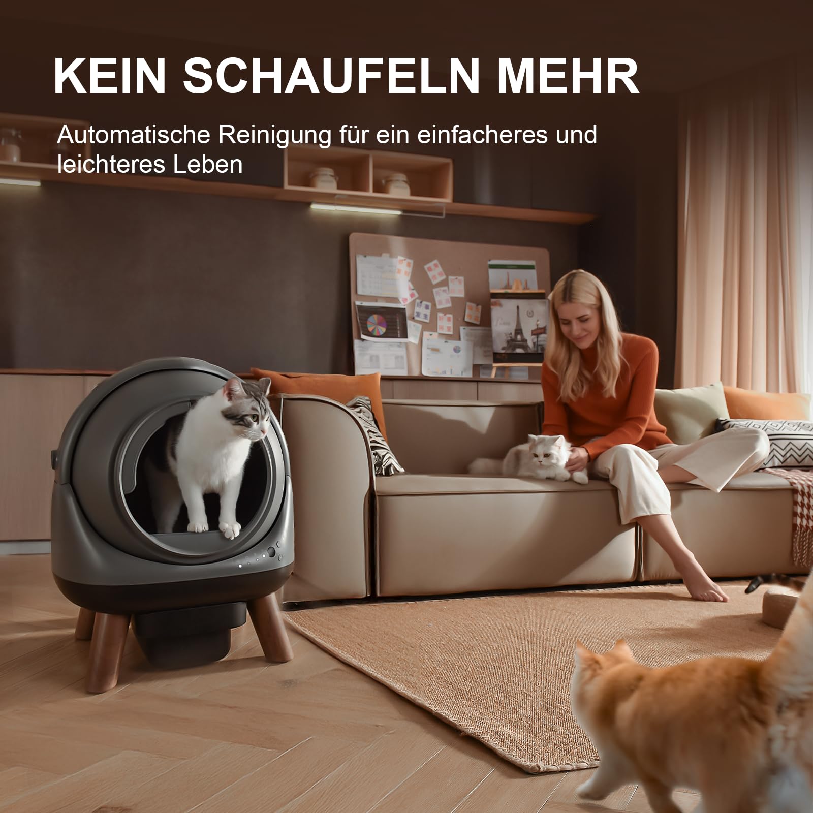 ELS PET Extragroße Selbstreinigende Katzentoilette mit Sicherheitsarm & App