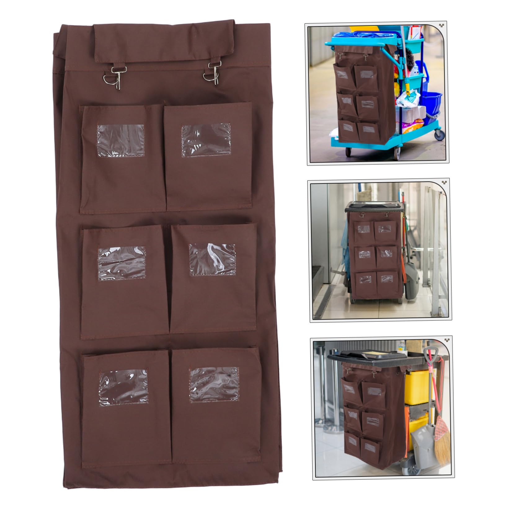 Cabilock Bolsa para Carrito de Limpieza Compatible con 6 Bolsillos, Gran Capacidad Material Oxford y PVC, Adecuado para Hotel y Servicio de Limpieza