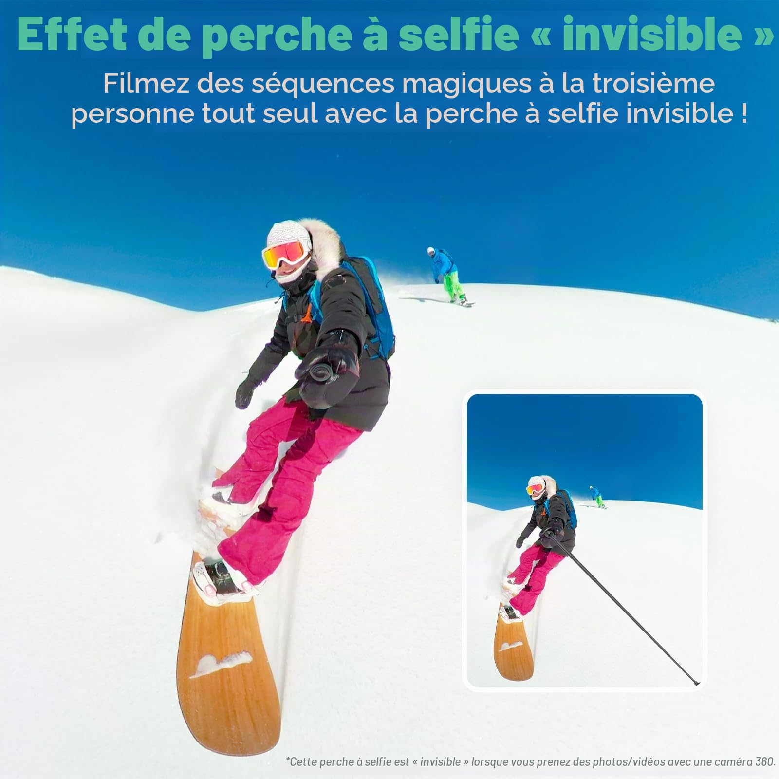 AKASO Perche à Selfie Invisible et Trépied 120cm (47.2"), Compatible avec Insta360 X5, X4, X3, Ace Pro, DJI Osmo Action, Pocket 3, GoPro Hero 13, 12, 11, AKASO 360, EK7000, V50X pour Caméra Sport