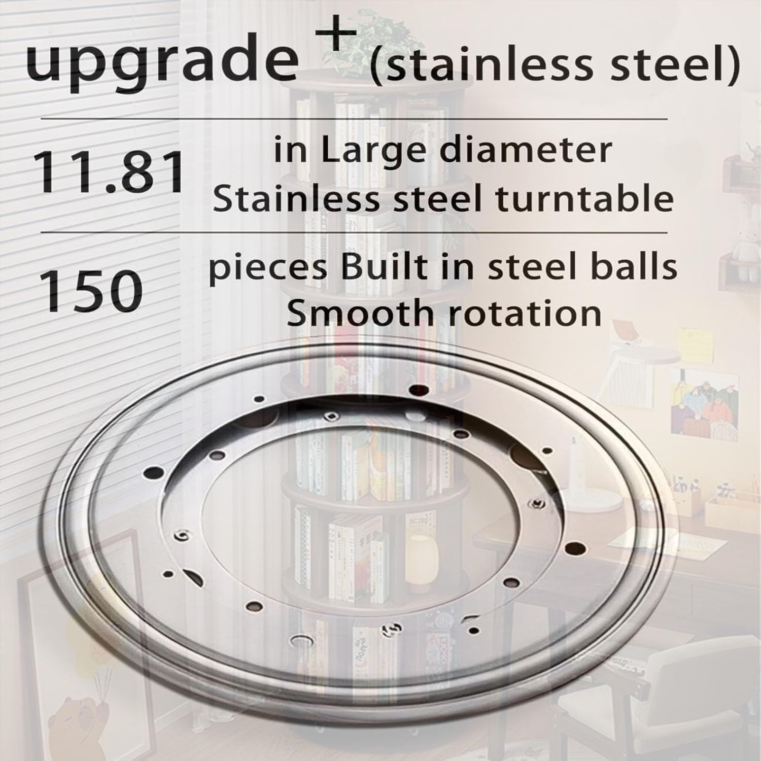 360° Drehbares Bücherregal 6-Etagen Drehregal Aus Massivholz, Platzsparendes Schmalregal Mit Rollen, Rotierender Bücherturm Für Wohnzimmer, Büro, Schlafzimmer, Ecke(Walnut)