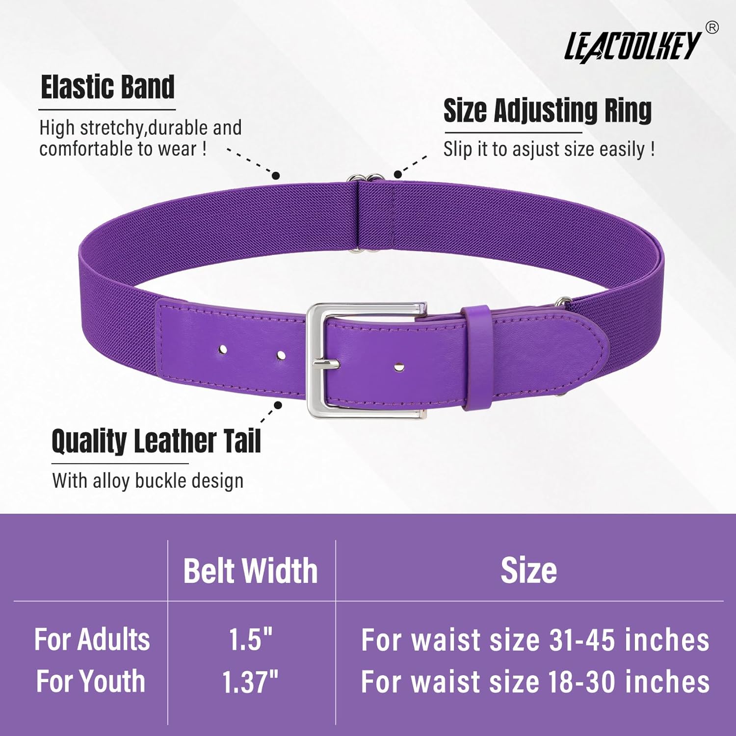 LEACOOLKEY Baseball Belt and Socks Combo Set Breathable Softball Socks and Elastic Belt for Youth Adult - Image 5