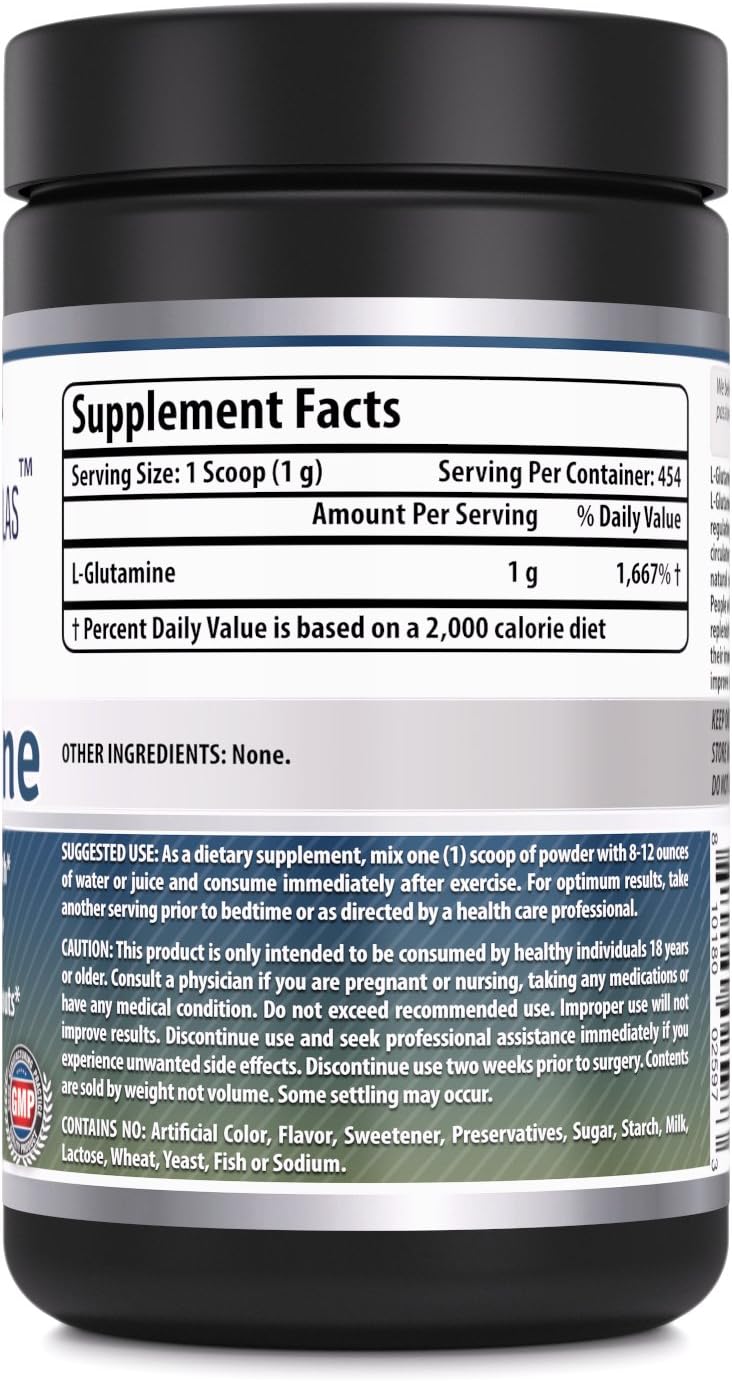 Amazing Formulas L-Glutamine Powder Supplement – 1lb jar- 1g Per Scoop (Approx. 454 Servings)- Promotes Workout Recovery, Supports The Immune System & Muscle Maintenance* : Health & Household