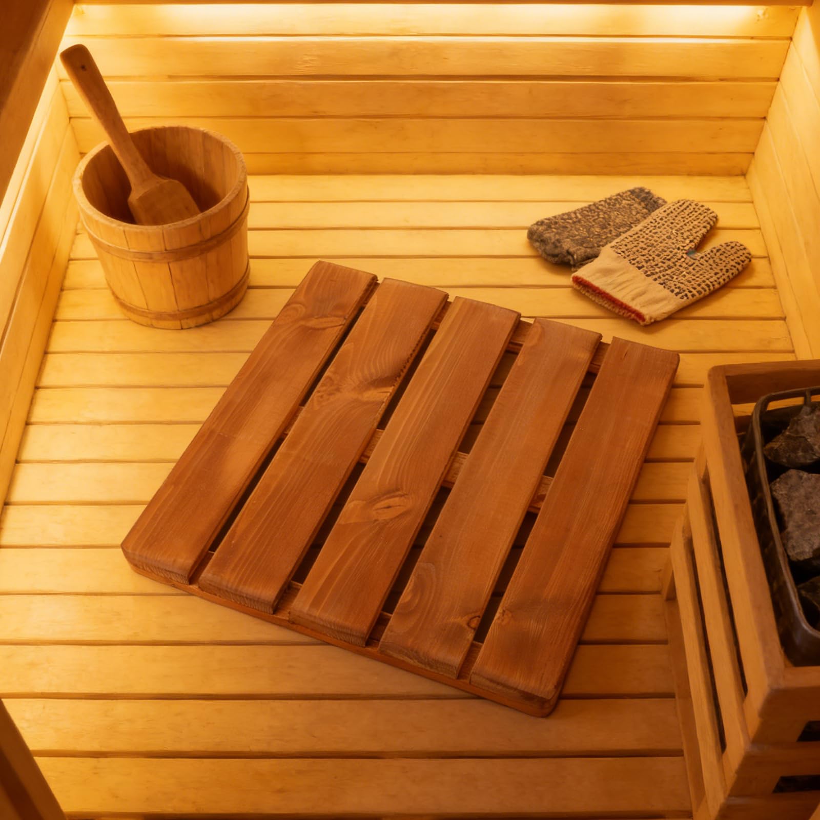 YARNOW rutschfeste Duschmatte 40cm für Sauna und Badezimmer mit Natürlichem Look und Vielseitiger Verwendung als Holzmatte für Spa und Wellnessbereiche