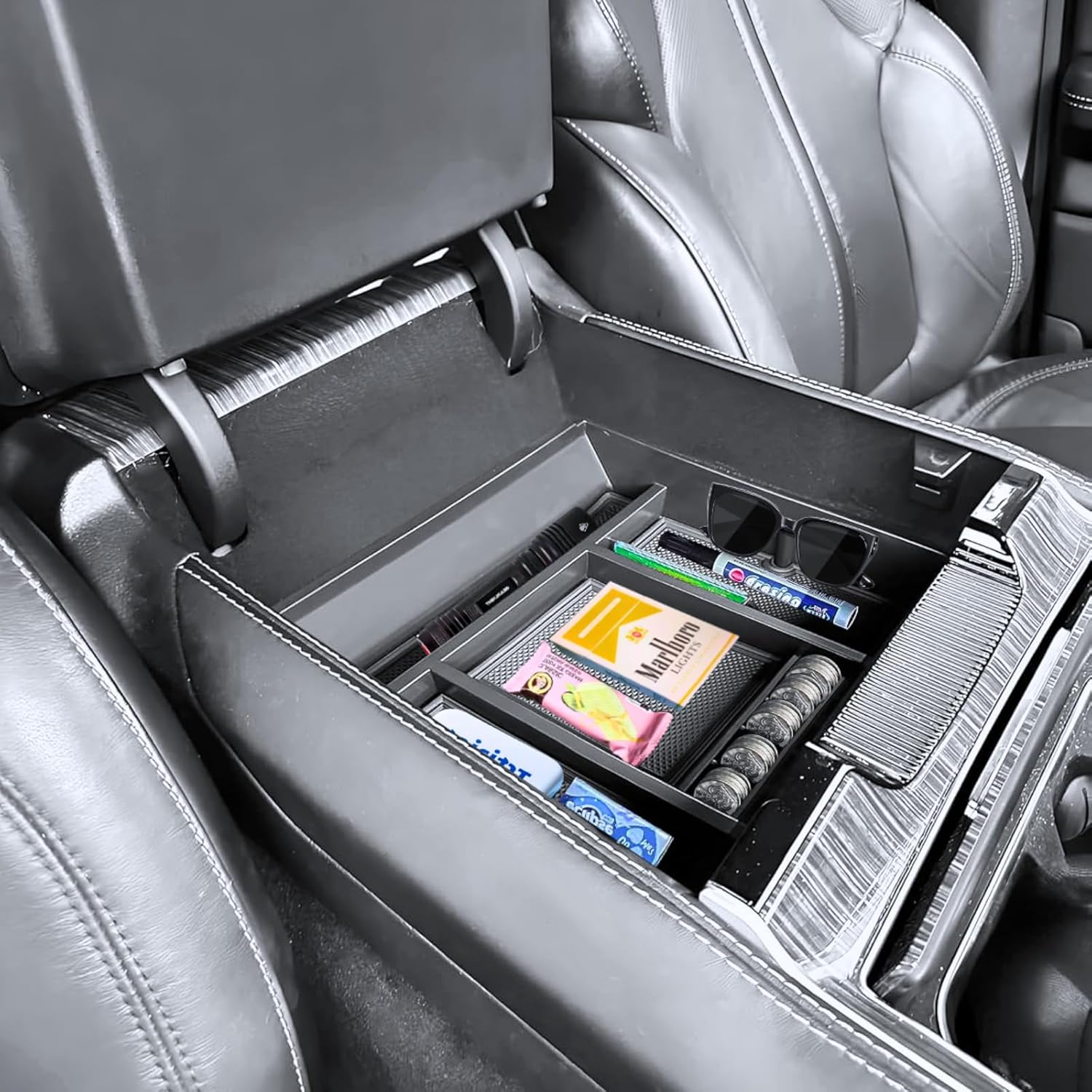 Center Console Organizer Compatible with Jeep Wagoneer L and Grand Wagoneer L 2022-2025 2026 Accessories Armrest Storage Box Tray (Applicable only to console without a refrigerator)