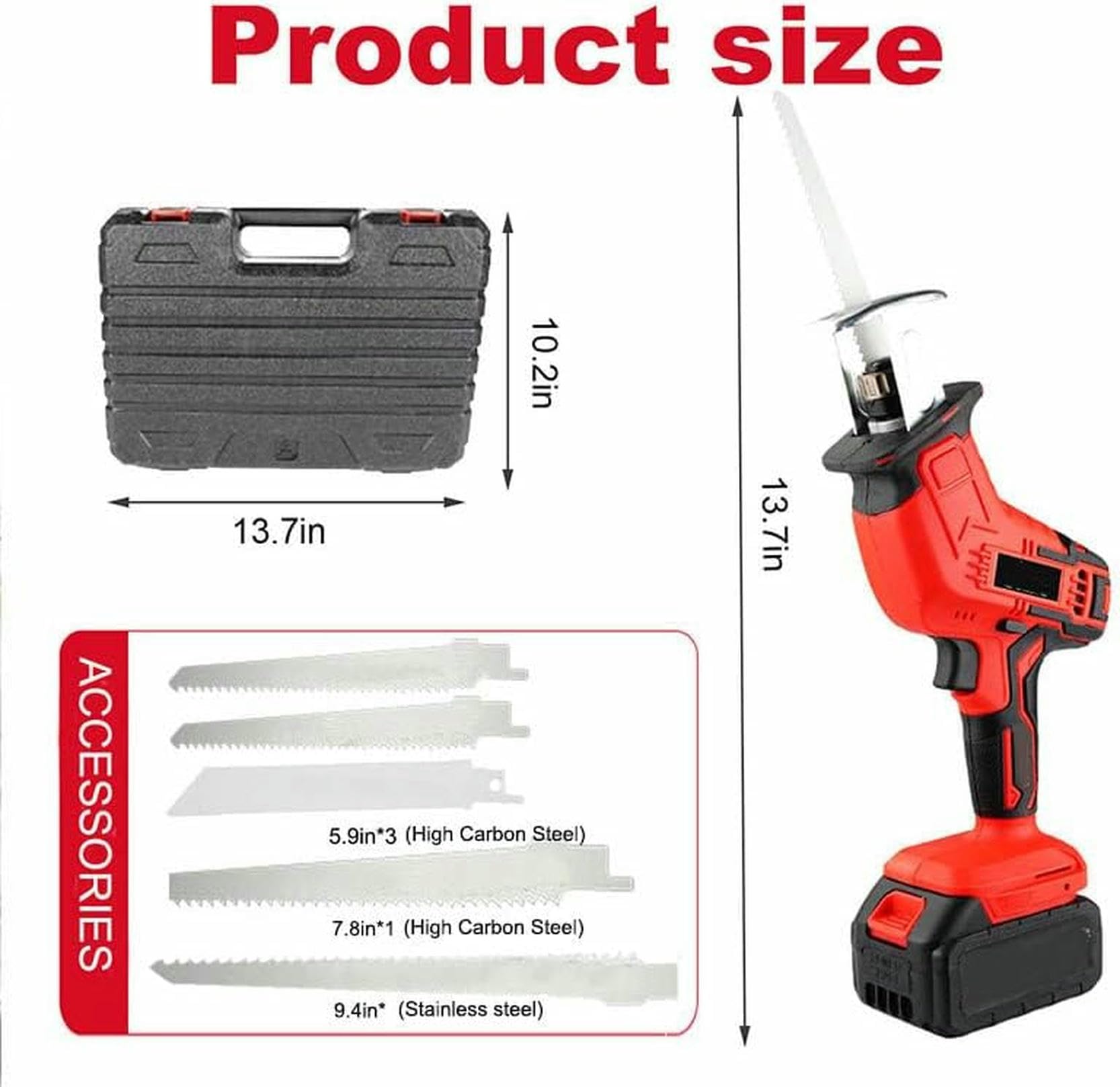 Segaossa, Sega Alternativa Professionale da Macellaio A Batteria - Illuminazione A LED con 4 Lame E Scatola di Stoccaggio, Segaossa Elettrica per Taglio di Legno/Carne/Ossa
