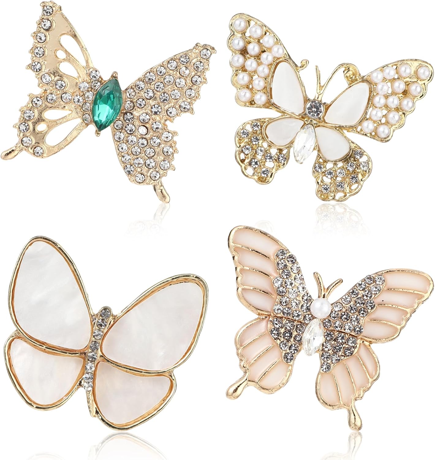 Butterfly Brooch Pin for Women, Gold Rhinestone Brooches and Pins Pearl Elegant Butterfly Brooches and Pins for Shawl Coat Dress Accessories