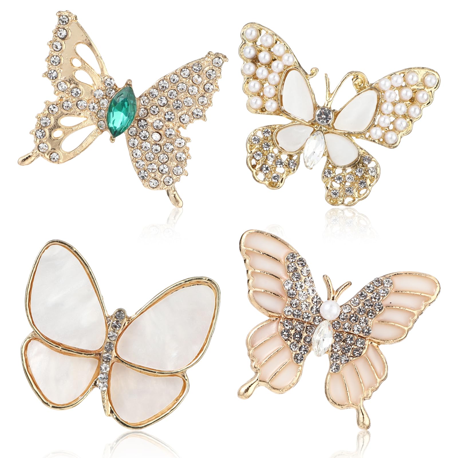 Butterfly Brooch Pin for Women, Gold Rhinestone Brooches and Pins Pearl Elegant Butterfly Brooches and Pins for Shawl Coat Dress Accessories