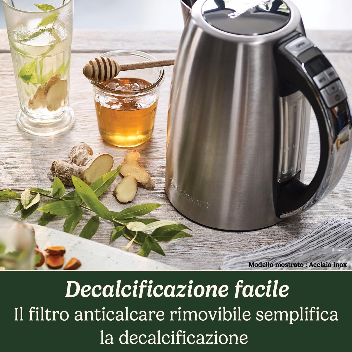 Cuisinart CPK17E Bollitore elettrico, Acciaio inox, display LCD e temperature regolabili da 85°C a 100°C, capacità 1.7 litri