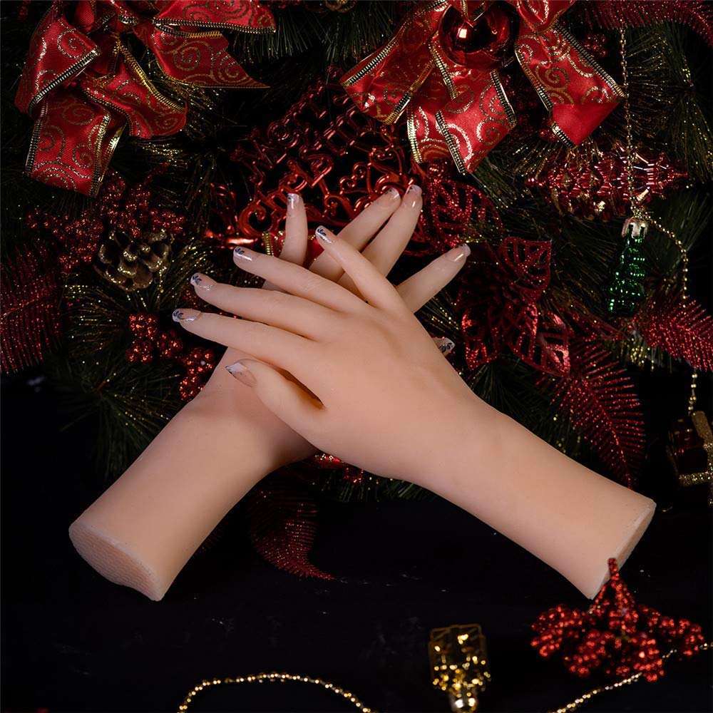 SLRMKKK Frauen Modell Schaufensterpuppe Hände, Silikon lebensechte Hand Hübsche Junge Mädchen Hände für die Anzeige, Feste Silikon weibliche Hände, Sexy Hand für Frau mit Nagel Modell