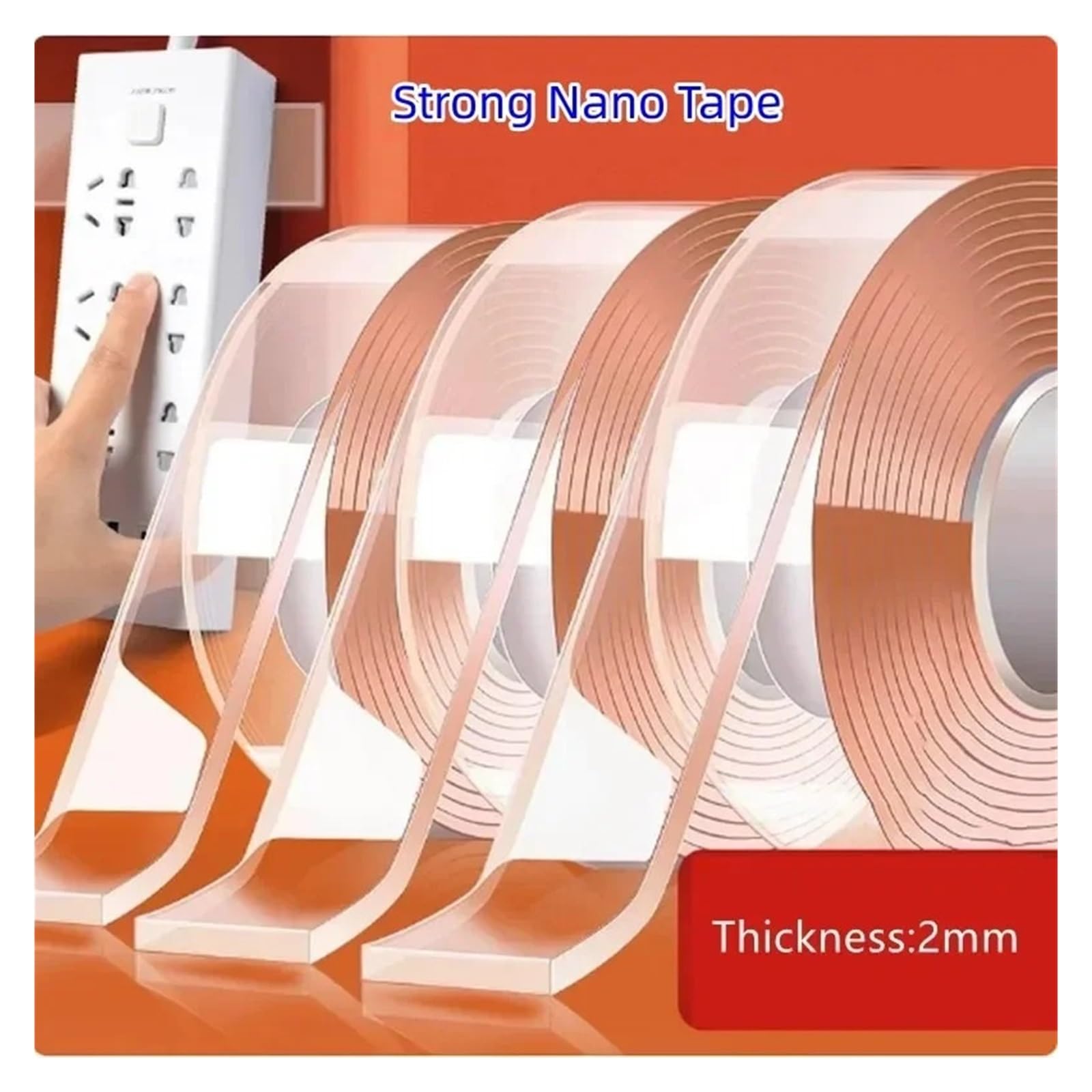 Nastro Biadesivo Super Resistente, Trasparente, Riutilizzabile, Impermeabile, Lavabile, for casa, Cucina, Bagno, Adesivo(5m,10mm)