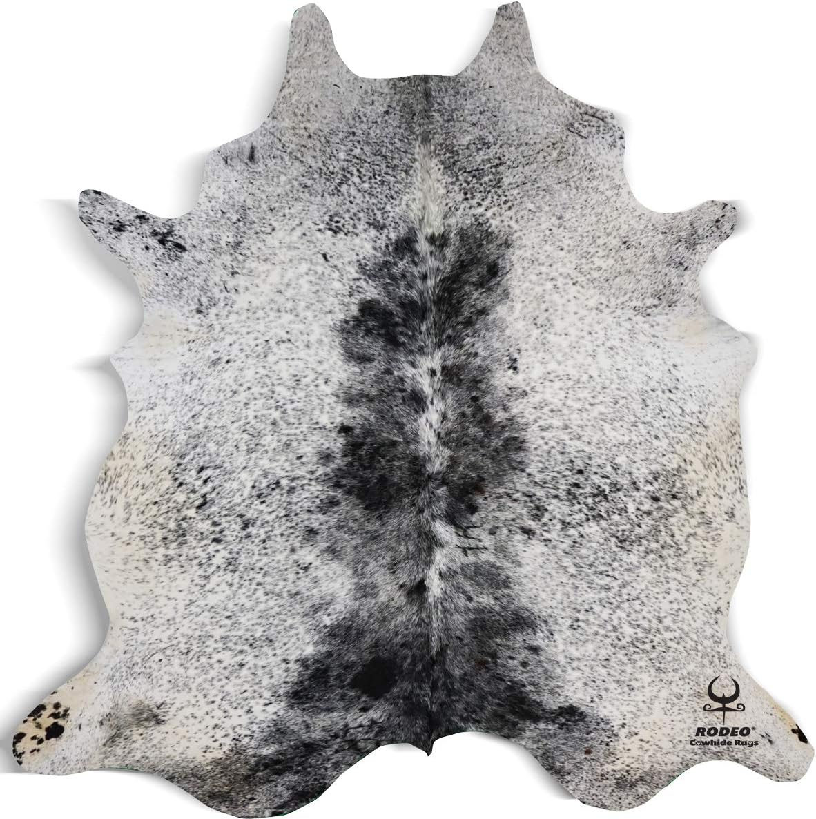 rodeo Salt and Pepper Cowhide Rug Brazilian Cow Skin Rug Brown/Tricolor/Black Cow hides Size XXL Approx 7x8 ft (213cmx243cm) cowhides Premium Quality (Black and White)