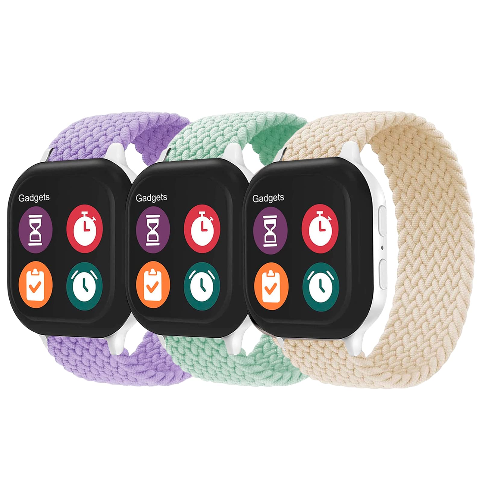 SimpleThings 3Pack Band Replacement Compatible with Gizmo Watch 3 2 1/Gabb Watch 2 1, 20mm Stretchy Kids Solo Loop Gizmo Watch Band Replacement Easier for Boys Girls to Put On & Off