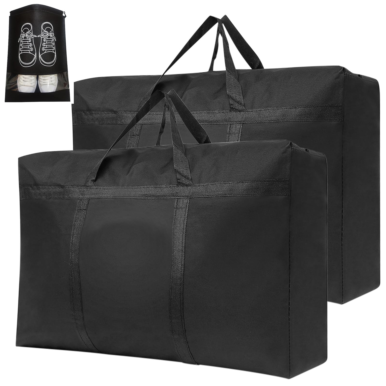 2Pcs 180L Extra Large Storage Bags for Moving - Clothes Storage Bag with Zips Garden Furniture Cushion Storage Bag Oxford Packing Boxes for Bedding Duvet Quilt Pillow Laundry House Underbed Storage