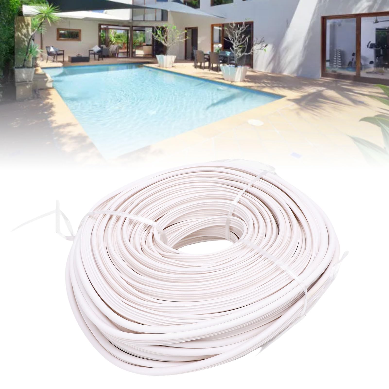Rouleau de Liner de Piscine en PVC Blanc, 36,5 m (120 pi), résistant aux intempéries, Installation Facile pour piscines enterrées et Hors Sol.