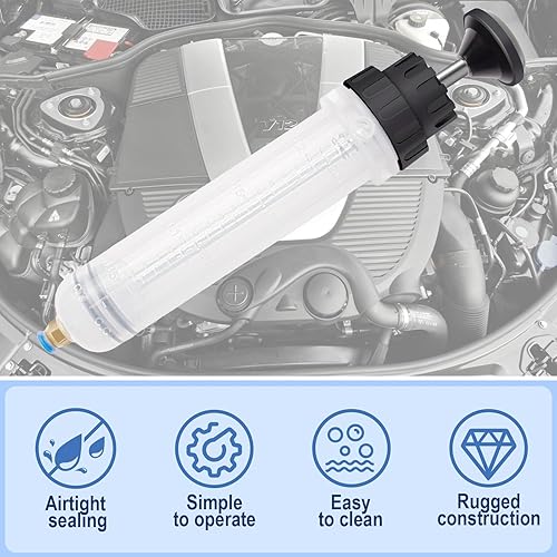 Miniatura 6 de Extractor de líquido de 200 cc, bomba extractora de aceite, jeringa de bomba de succión de aceite con dos tubos de extensión de 9.2 pulgadas, bomba