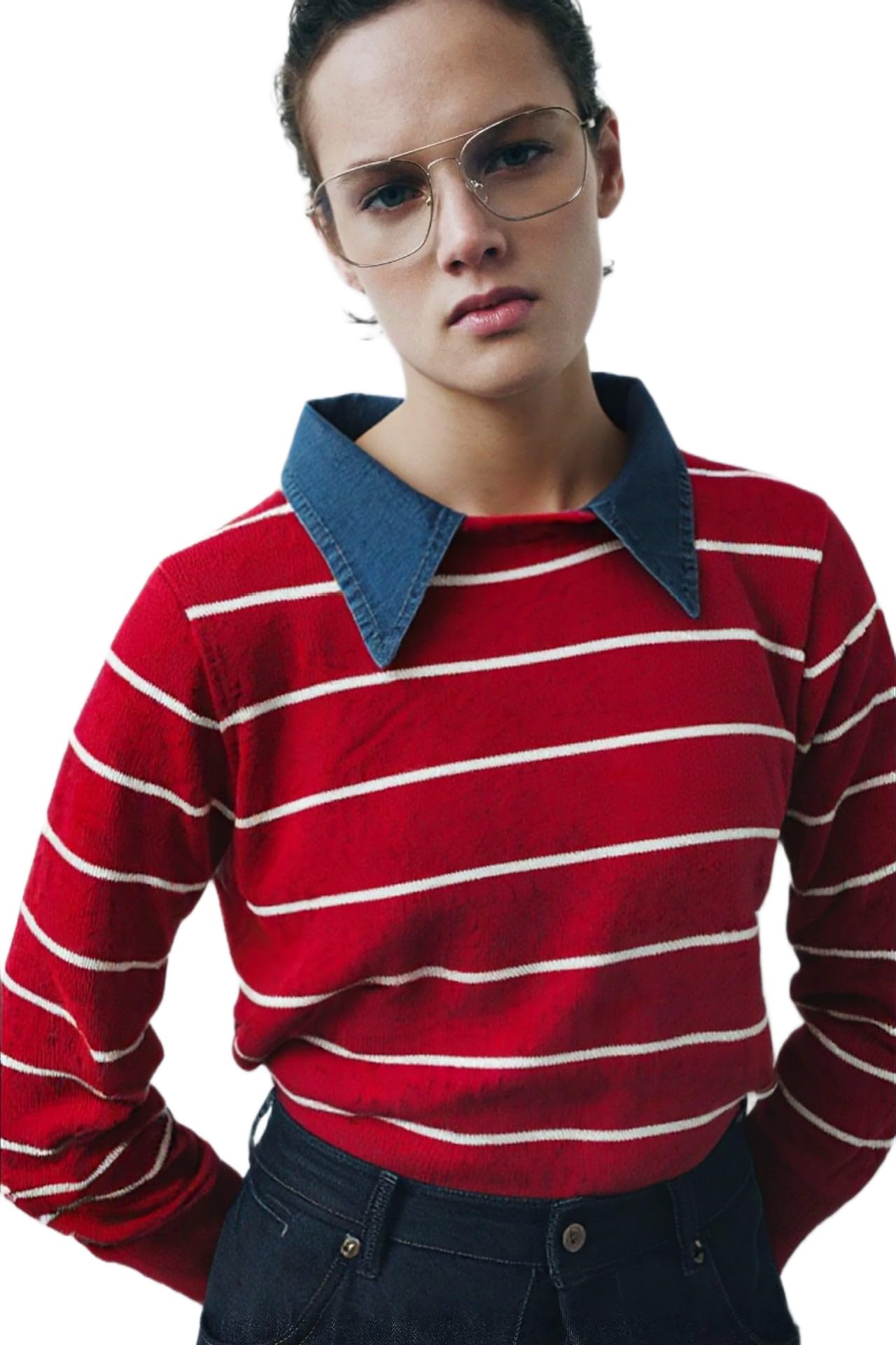 sylor Women Knitted Cardigan with V-Neck, Long Sleeve Beige-picture-24