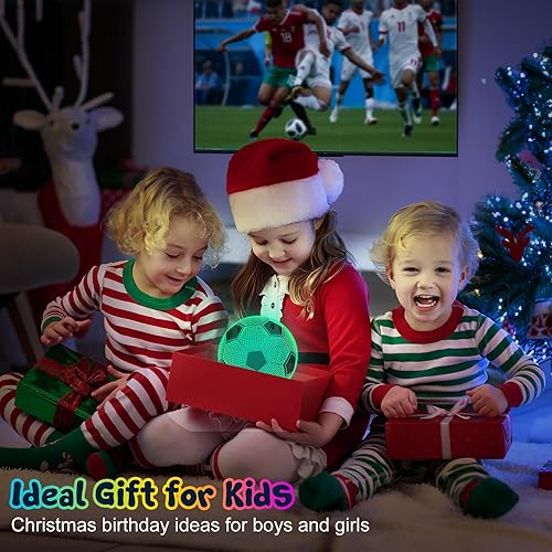 Miniatura 6 de Linkax Regalos de fútbol para niños y niñas, lámpara de ilusión 3D iluminada con 16 colores cambiantes, accesorios de fútbol, luz nocturna, regreso