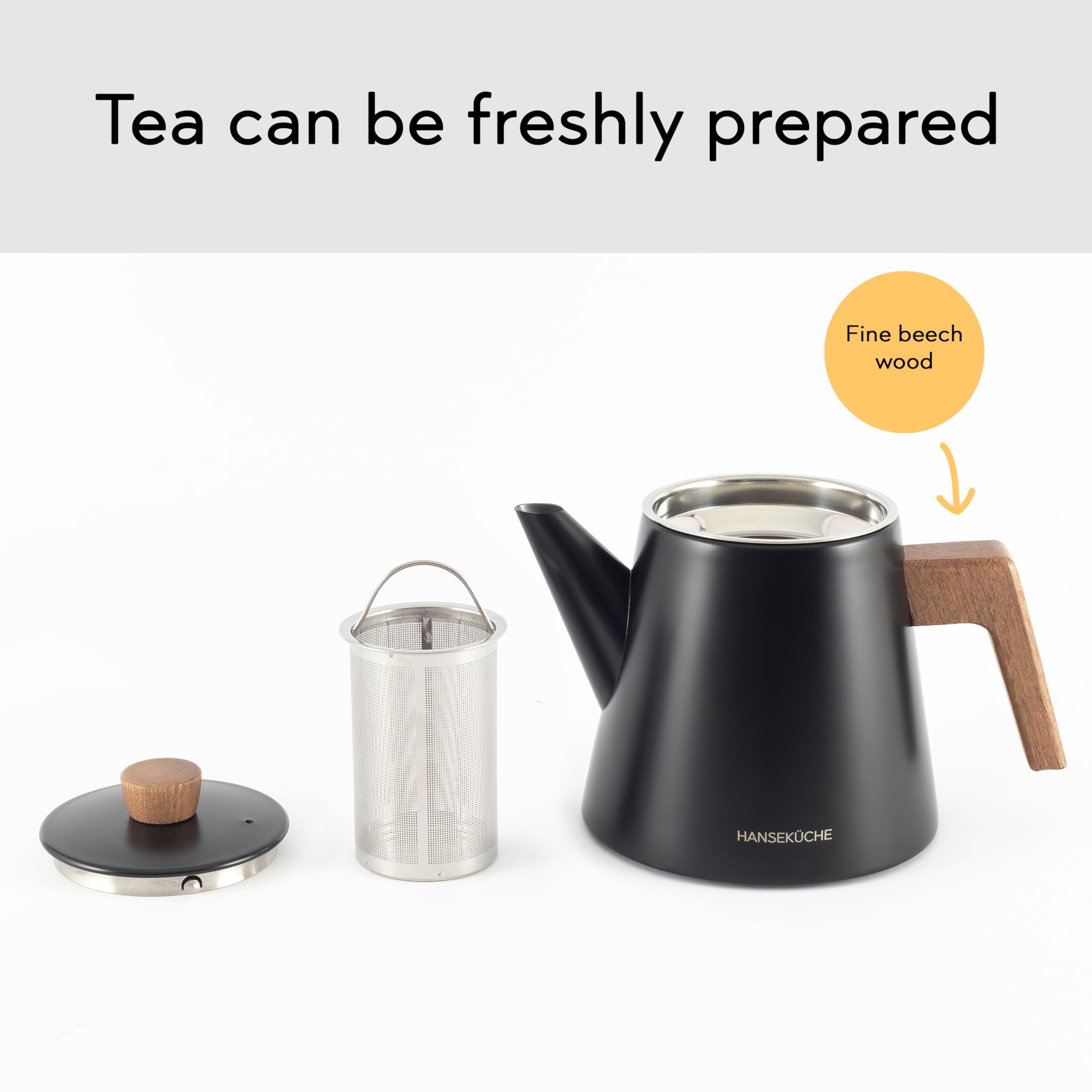 Theepot - hoogwaardige kan met zeef van 304 roestvrij staal - design