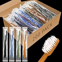 Tioncy 200 Pack Prepasted Disposable Toothbrushes Individual Wrapped Toothbrushes Soft Bristle Travel Toothbrush Single Use Wrapped for Hotel, Camp, Travel and Gift for The Homeless (Morandi Colors)