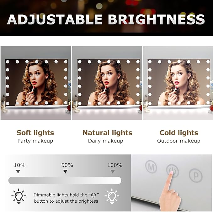 Espejo de Maquillaje con Luces 70x55 cm 22 Bombillas LED miniatura 3