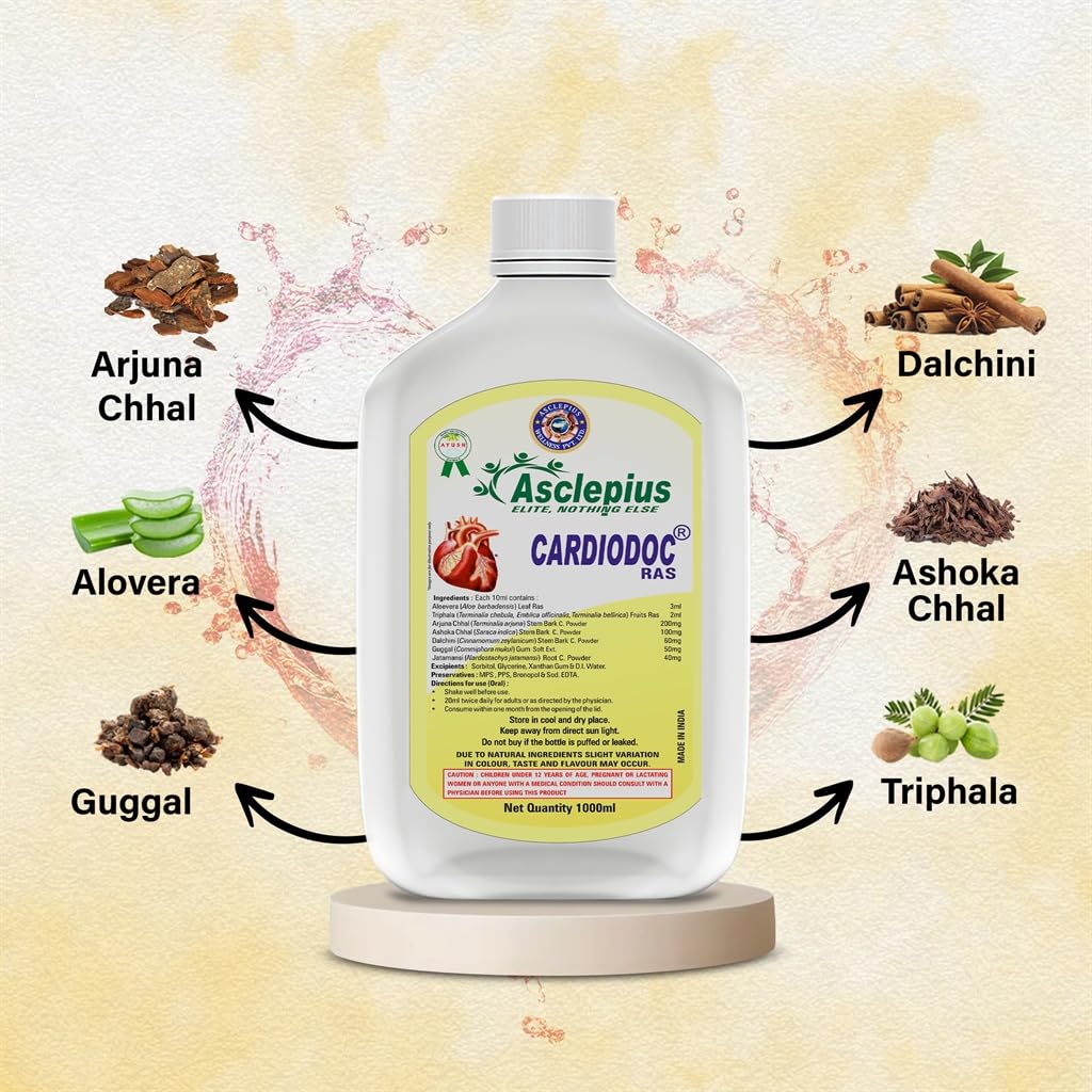 Asclepius Cardiodoc RAS Ayurvedic Liquid, 1L | Supports Heart Health & Blood Circulation | Arjuna, Garlic, Ashwagandha, Punarnava & Guggul — Amazon image 3