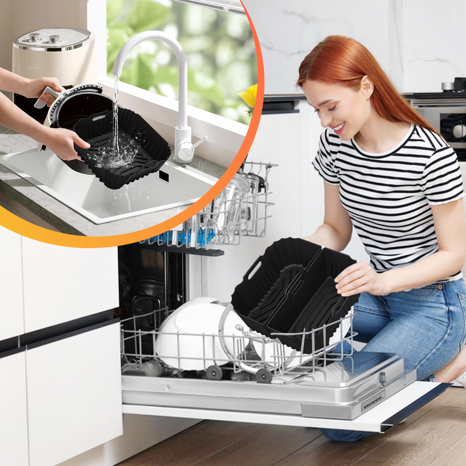 19-23CM Silicone Accessori Friggitrice ad Aria,Teglie Cestino Friggitrice ad Aria per Ninja AF180EU Max Pro 6,2 L COSORI TurboBlaze 5.5L/6L, Philips 6.2L,Riutilizzabile Silicone Accessori Air Fryer