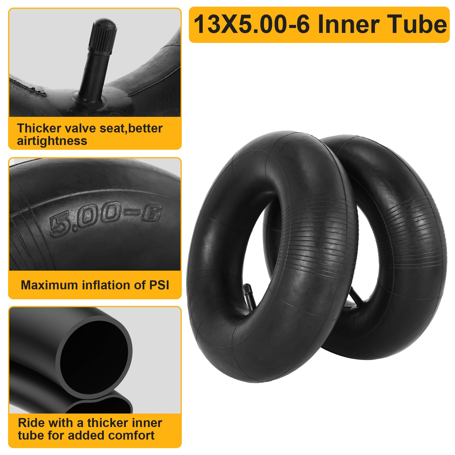 2 neumáticos y ruedas neumáticas para cortacésped de 13 x 5.00-6, 13 x 5.00-6 neumáticos de cortacésped delanteros con bujes de 3/4 pulgadas 5/8 pulgadas, buje centrado de 3 a 4.5 pulgadas