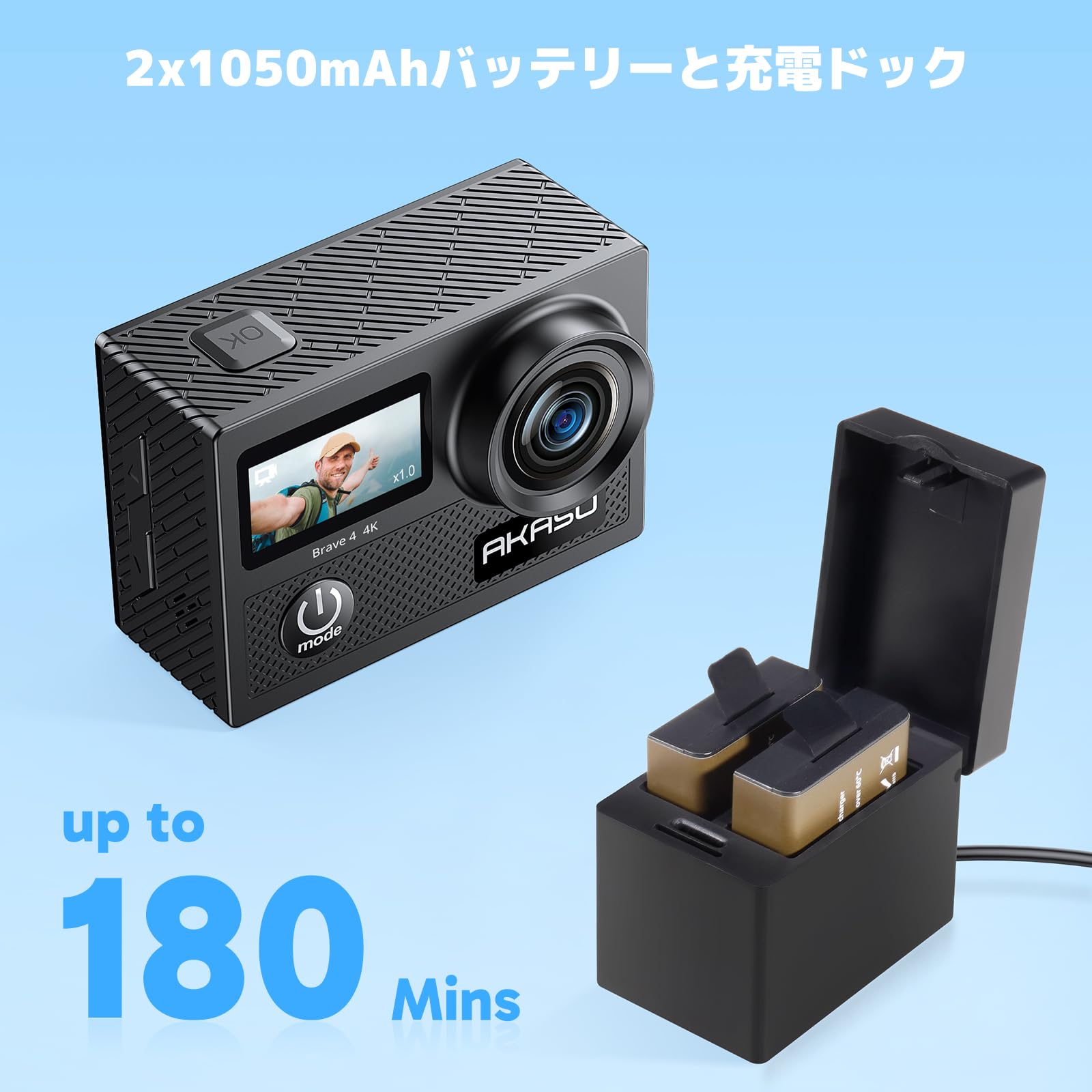 Amazon | AKASO Brave4 アクションカメラ 4K30FPS デュアルスクリーン