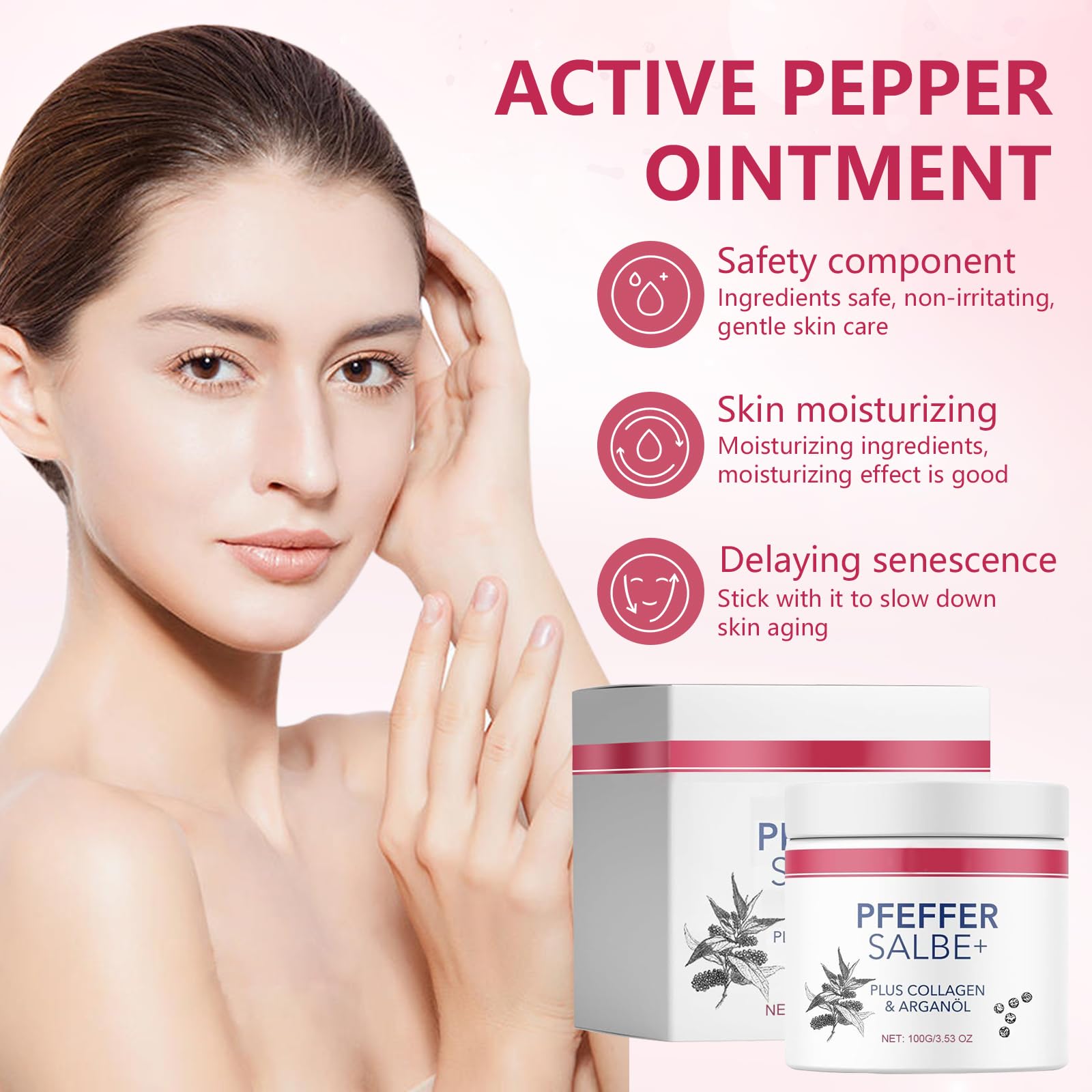 Thoquene 3 Stück 100 g pfeffersalbe Plus zum Bräunen, Aktiv Pfeffer Salbe mit Collagen & Arganöl