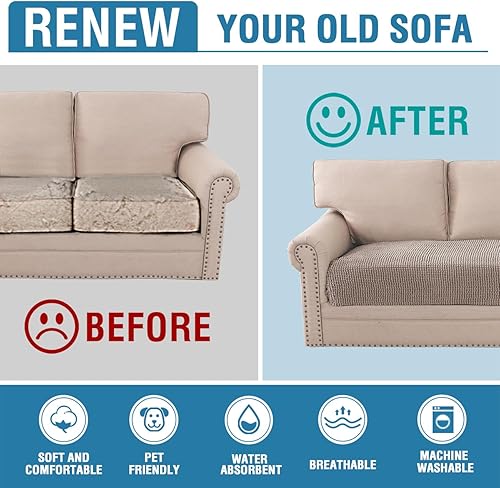 Miniatura 7 de H.VERSAILTEX Funda de felpilla de felpa para cama de perro, funda gruesa y suave para sofá biplaza de 2 cojines, antideslizante, resistente al agua,