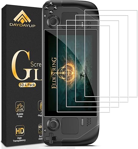 4 Pack Daydayup Tempered Glass Screen Protector Compatible with Steam Deck - Transparent HD Clear Screen Protector for Steam Deck Accessories