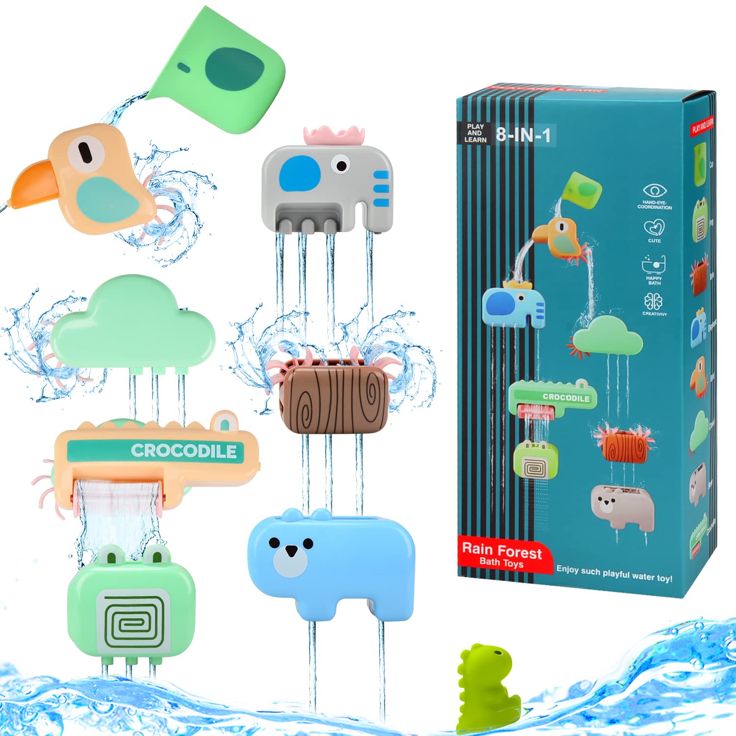 Juguetes de Baño, bañera Juegos Bebe 1 2 3 años Juguetes educativos Cascada de Juguete de bañera para Niños Niñas para Bebés Baño Piscina Playa Juguetes de baño para bébé