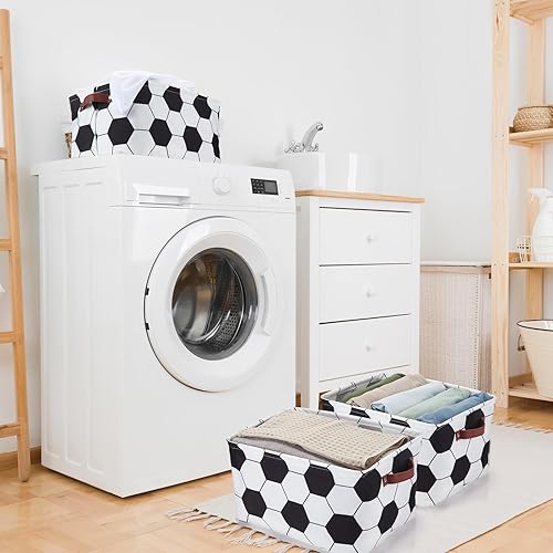 Miniatura 5 de Cesta de almacenamiento de pelota deportiva, 4 unidades, cubo de almacenamiento de tela para juguetes, con asas, plegable, estante de armario, cesta