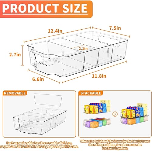 Miniatura 2 de Yieach Paquete de 6 organizadores de despensa y contenedores de almacenamiento, organizador de aperitivos de gran capacidad para estante de