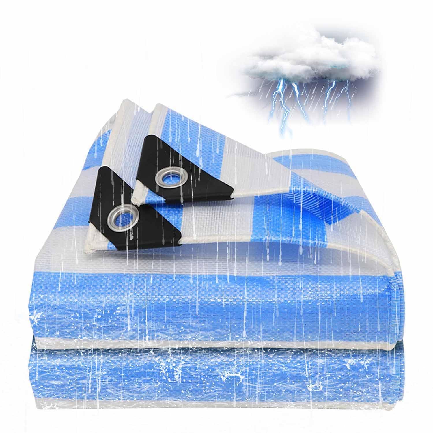 Ffsaacol Tarps Heavy Duty Waterproof, Waterproof Tarp Cover For Outdoor, PE Tarp Double-Sided Waterproof for Canopy Tents, Boats, RV or Pool Covers 1, 6x6m/19.7x19.7ft