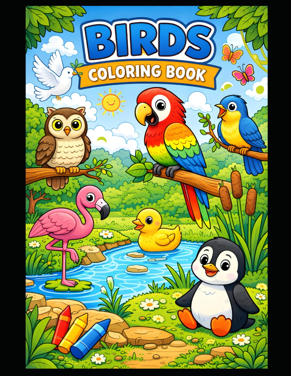 Bird Coloring Book for Kids Ages 3–6: Cute & Easy Bird Coloring Pages with Bold Designs for Toddlers, Preschool Learning, Creativity and Fun