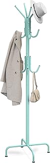 Simple Houseware Standing Coat and Hat Hanger Organizer Rack, 12 Hooks Turquoise