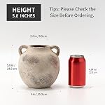 PORCER Ceramic Vase, 5.8 Inch Terracotta Vase with Handles, Decorative Vase, Rustic Vase for Home Decor, Farmhouse, Living Room, Table - Gray, Set of 1