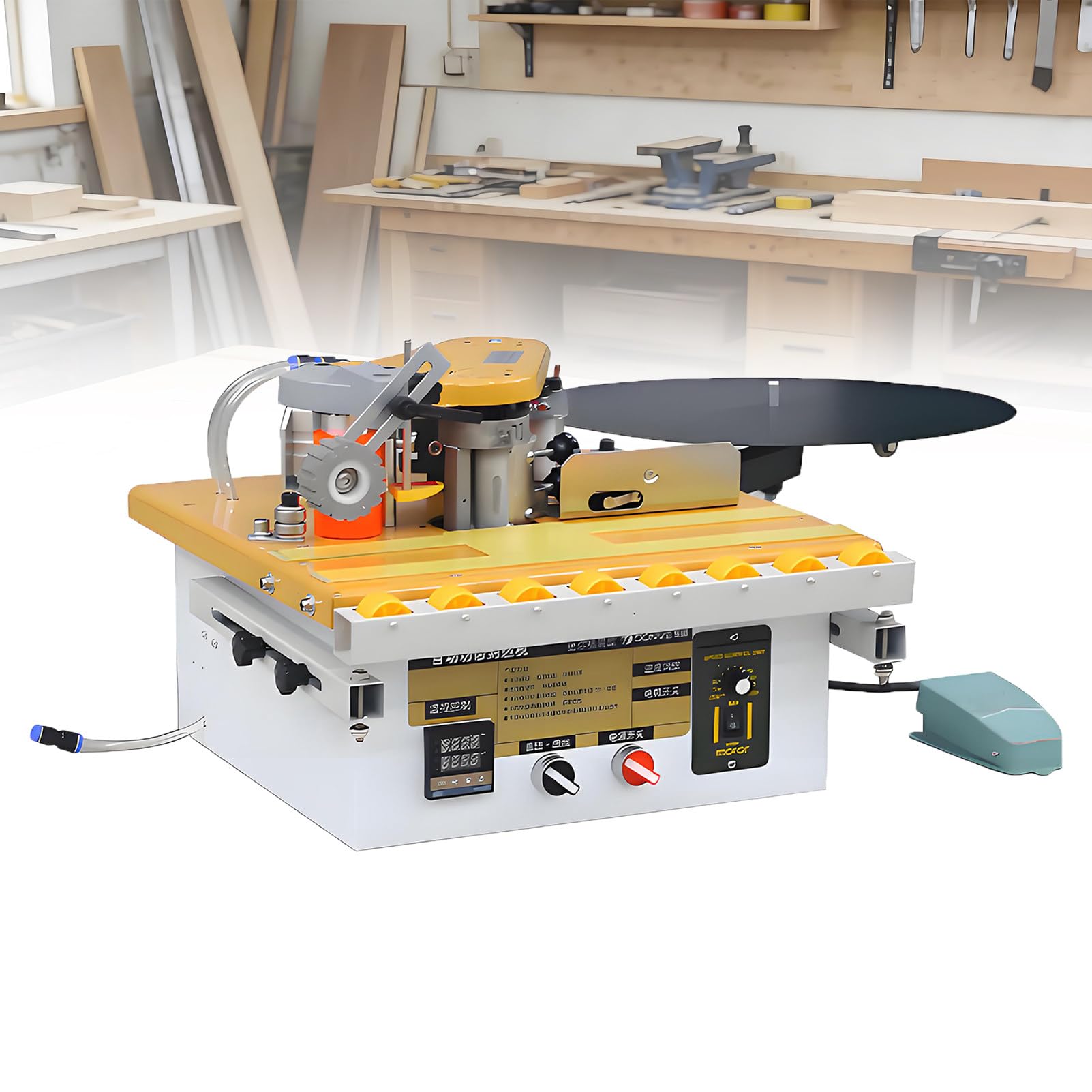 EpyGnom Woodworking PVC Edge Banding Machine Wood Lipping Machine, Portable Edge Bander with Automatic Tape Breaking, Microcomputer Control, Curved and Straight Dual Use B